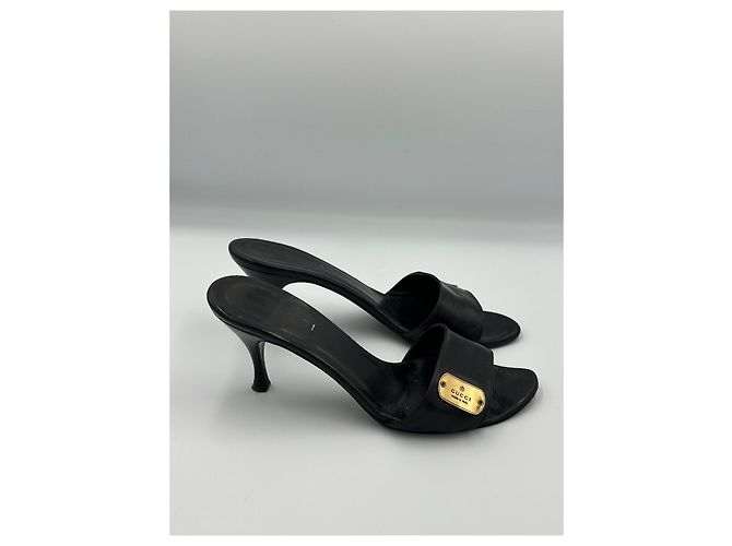 Mule Gucci in pelle nera con logo Nero - vista 4