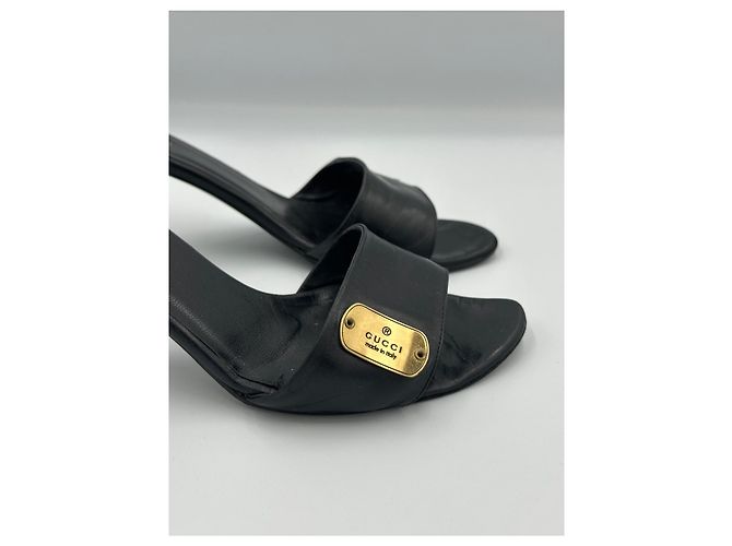 Mule Gucci in pelle nera con logo Nero - vista 8
