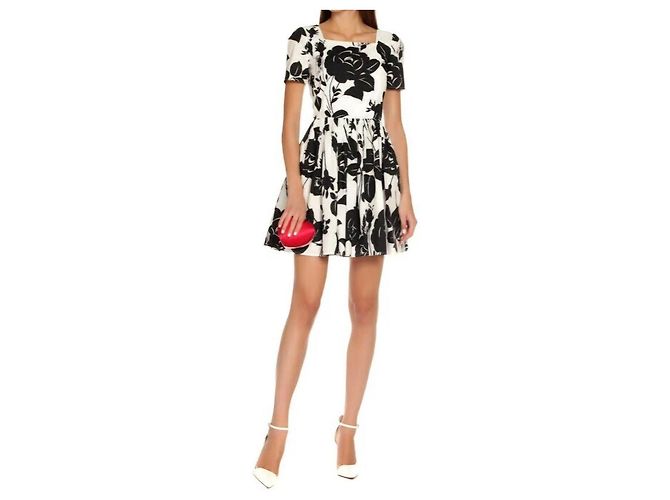 Dolce & Gabbana Minikleid mit Rosen-Print Schwarz Weiß - Ansicht 5