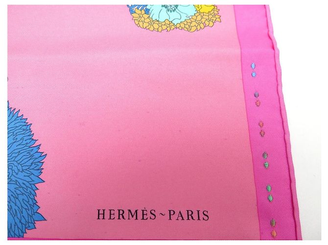 Hermès HERMES GAVROCHE SCHAL QUADRATISCH LEICHT BESTICKTE SEIDE ROSA Pink - Ansicht 7
