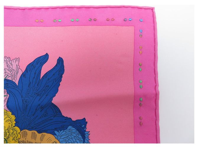 Hermès HERMES GAVROCHE SCHAL QUADRATISCH LEICHT BESTICKTE SEIDE ROSA Pink - Ansicht 8