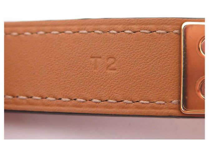 Hermès NUOVO BRACCIALE HERMES DRAG DOUBLE GIRO TAGLIA 2 15.5CM IN PELLE EPSOM BANGLE Rosso - vista 11