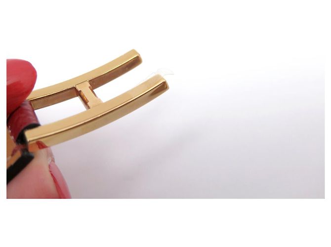 Hermès NUOVO BRACCIALE HERMES DRAG DOUBLE GIRO TAGLIA 2 15.5CM IN PELLE EPSOM BANGLE Rosso - vista 13