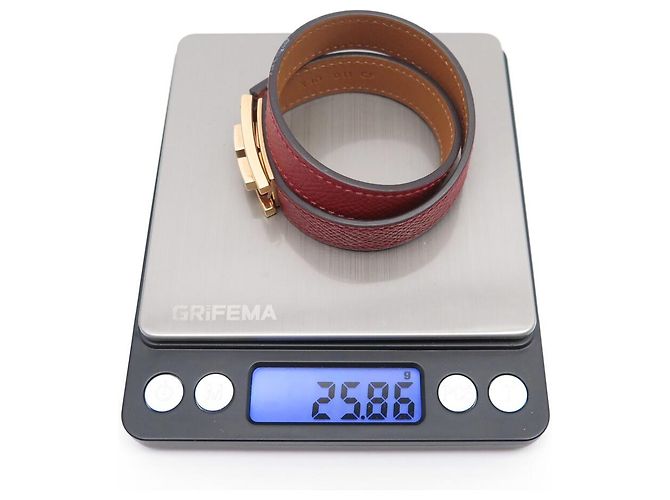 Hermès NUOVO BRACCIALE HERMES DRAG DOUBLE GIRO TAGLIA 2 15.5CM IN PELLE EPSOM BANGLE Rosso - vista 6