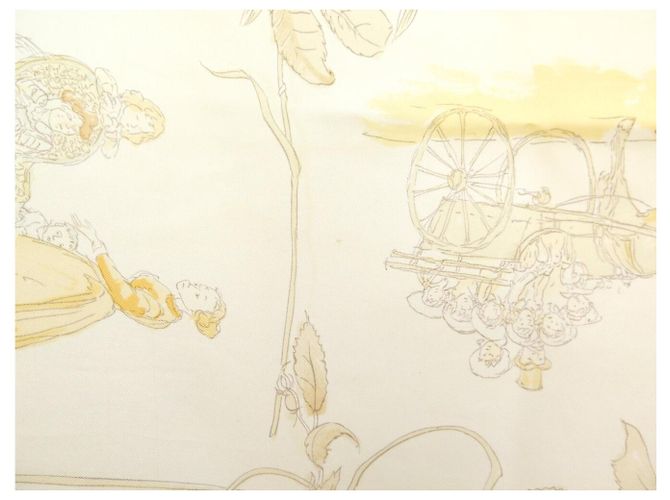 Hermès FULAR VINTAGE HERMES LA COMTESSE DE SEGUR 1ª EDIZIONE 1982 CARRE 90 SETA Beige - vista 12
