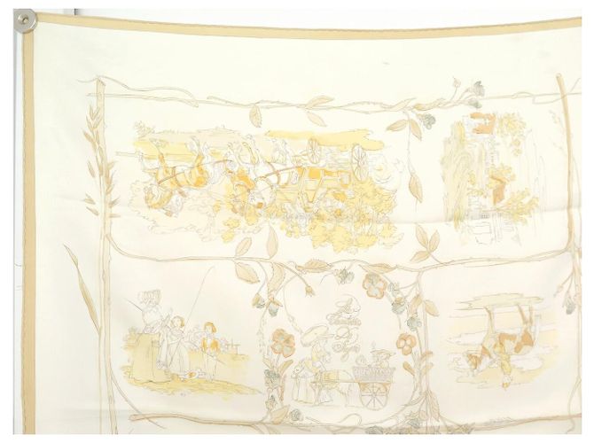 Hermès FULAR VINTAGE HERMES LA COMTESSE DE SEGUR 1ª EDIZIONE 1982 CARRE 90 SETA Beige - vista 2