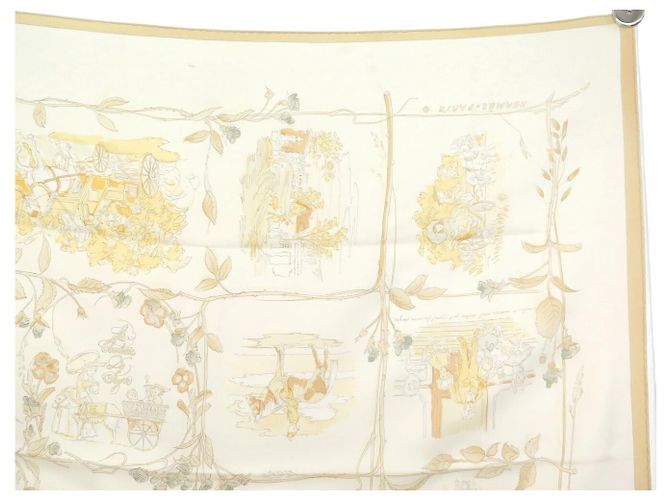 Hermès FULAR VINTAGE HERMES LA COMTESSE DE SEGUR 1ª EDIZIONE 1982 CARRE 90 SETA Beige - vista 3