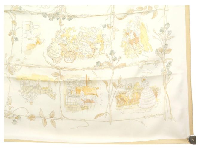 Hermès FULAR VINTAGE HERMES LA COMTESSE DE SEGUR 1ª EDIZIONE 1982 CARRE 90 SETA Beige - vista 4