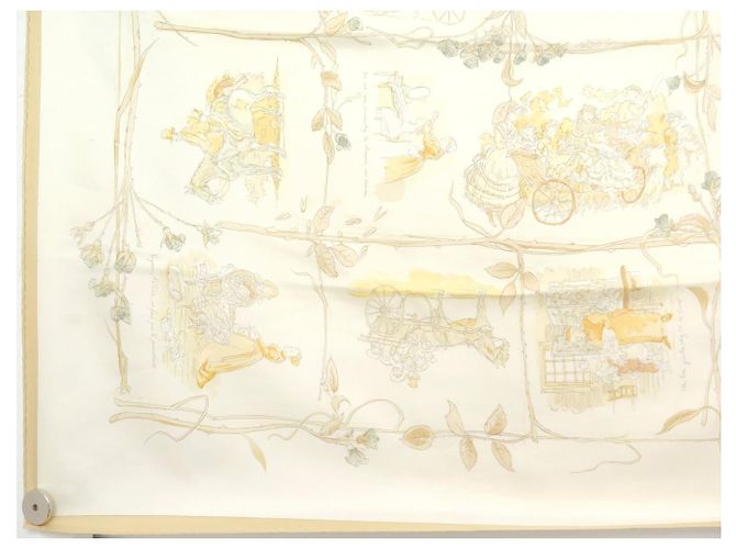 Hermès FULAR VINTAGE HERMES LA COMTESSE DE SEGUR 1ª EDIZIONE 1982 CARRE 90 SETA Beige - vista 5