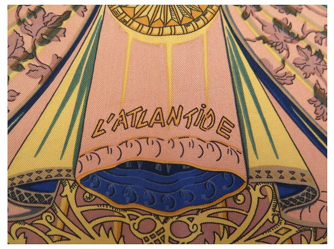 Hermès FULAR VINTAGE HERMES L'ATLANTIDE ANNIE FAIVRE CARRÉ 90 SETA MARRONE - vista 6