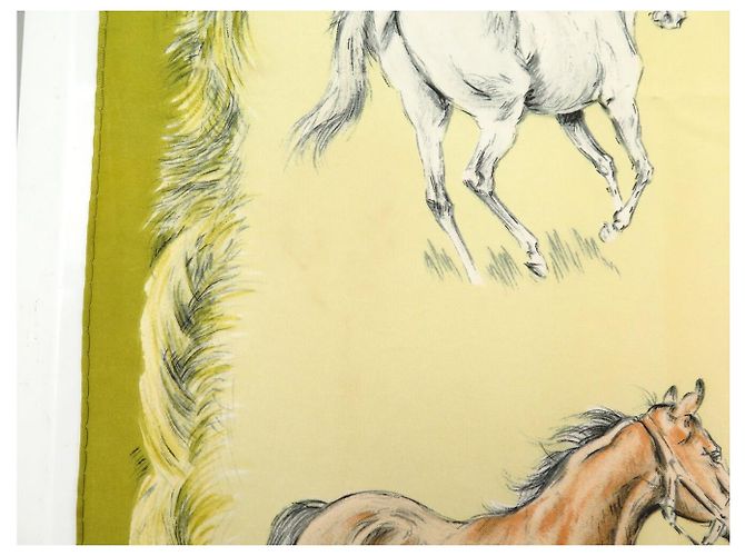 Hermès FULAR VINTAGE HERMES LES POULAINS XAVIER DE PORET CARRÉ 90 IN SETA Cachi - vista 12