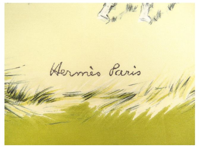 Hermès FULAR VINTAGE HERMES LES POULAINS XAVIER DE PORET CARRÉ 90 IN SETA Cachi - vista 7