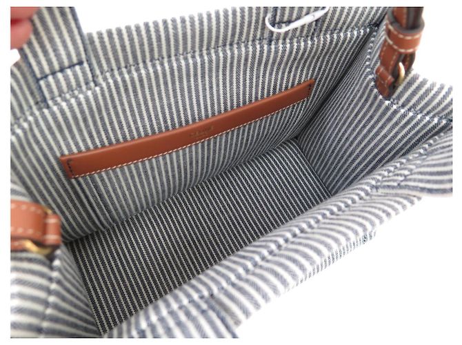 Cabas Céline NUOVA BORSA CELINE THAIS SMALL TOTE BAG 199162FU5 CANVAS Blu navy - vista 10
