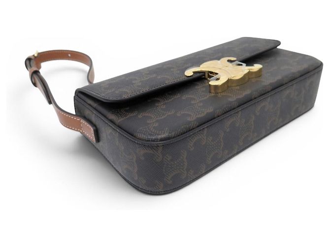 Céline NUOVA BORSA CELINE CLAUDE CANVAS TRIOMPHE 194142CUZ Marrone - vista 3