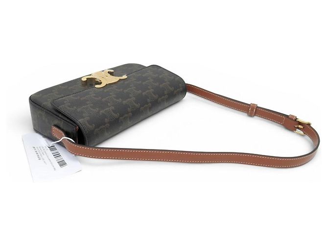 Céline NUOVA BORSA CELINE CLAUDE CANVAS TRIOMPHE 194142CUZ Marrone - vista 4