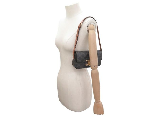 Céline NUOVA BORSA CELINE CLAUDE CANVAS TRIOMPHE 194142CUZ Marrone - vista 5