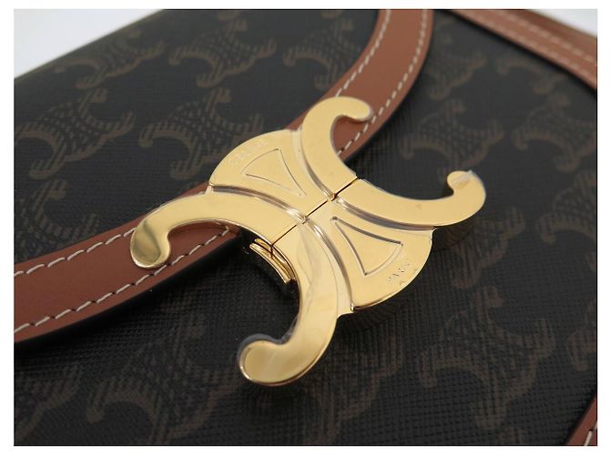 Céline NUOVA BORSA A SPALLA CELINE CLEA 110962BZ4.04 TELA TRIOMPHE A TRACULLA Marrone - vista 18