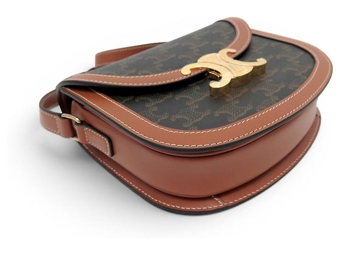 Céline NUOVA BORSA A SPALLA CELINE CLEA 110962BZ4.04 TELA TRIOMPHE A TRACULLA Marrone - vista 3