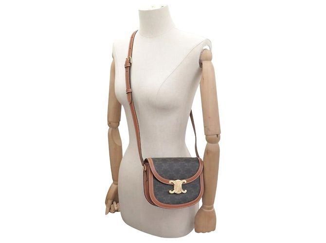 Céline NUOVA BORSA A SPALLA CELINE CLEA 110962BZ4.04 TELA TRIOMPHE A TRACULLA Marrone - vista 5