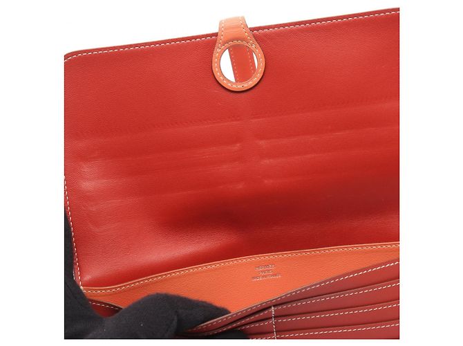 Portafoglio lungo Dogon in pelle Hermès Rosso - vista 4