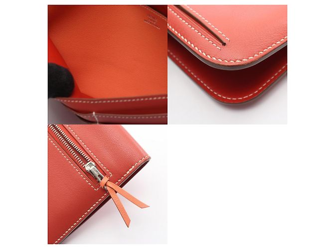 Portafoglio lungo Dogon in pelle Hermès Rosso - vista 8