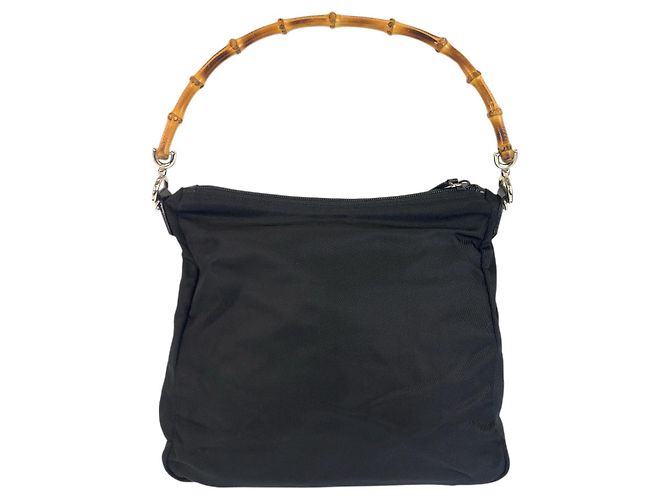 Borsa a mano Gucci Bamboo Nylon Nera Nero - vista 2