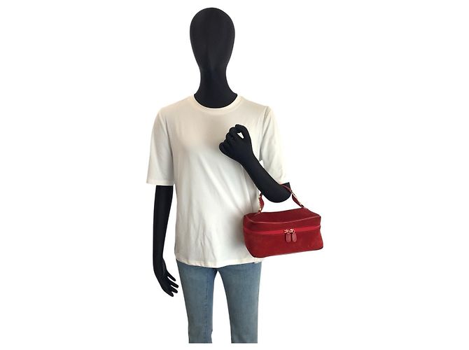 Borsa Vanity Gucci in scamosciato con Horsebit Rosso - vista 7