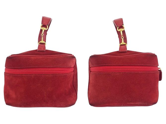 Borsa Vanity Gucci in scamosciato con Horsebit Rosso - vista 8