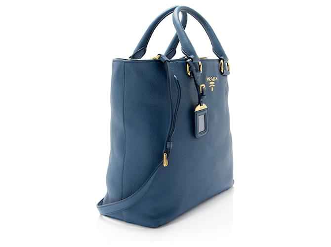 Tote Prada Vitello Phenix N/S Blu - vista 2