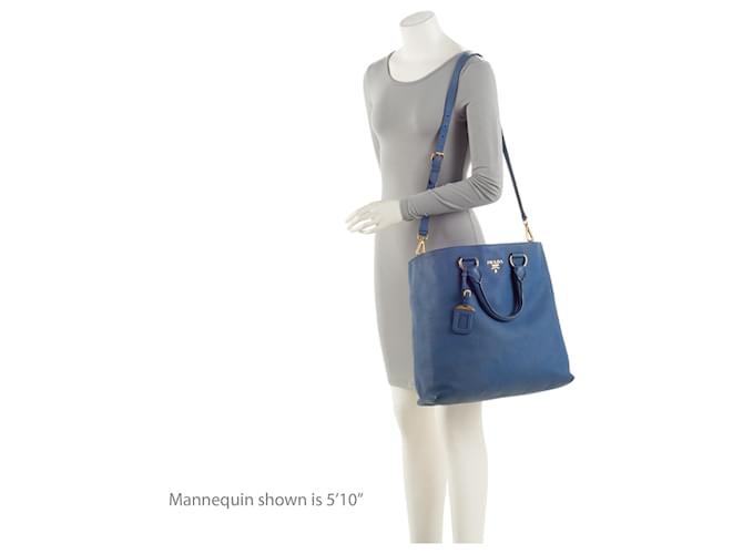 Tote Prada Vitello Phenix N/S Blu - vista 5