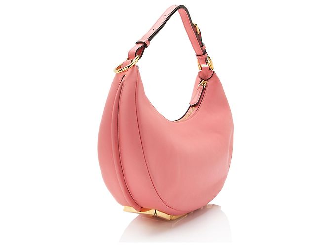 Pequena bolsa hobo de couro Fendi Fendigraphy Rosa - vista 2