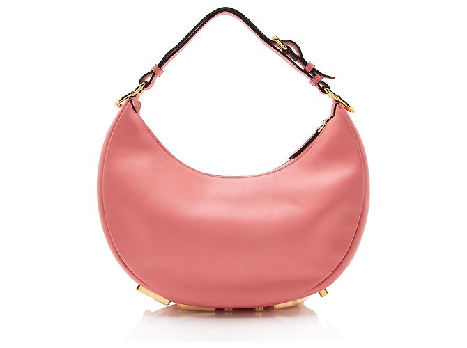 Pequena bolsa hobo de couro Fendi Fendigraphy Rosa - vista 3