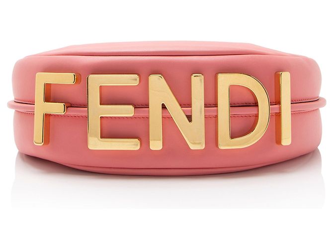 Pequena bolsa hobo de couro Fendi Fendigraphy Rosa - vista 4