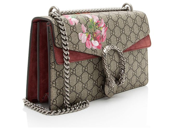 Borsa a Spalla Gucci GG Supreme Blooms Dionysus Medium Marrone Beige - vista 2