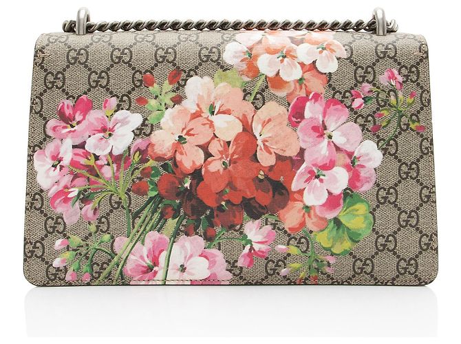 Borsa a Spalla Gucci GG Supreme Blooms Dionysus Medium Marrone Beige - vista 3