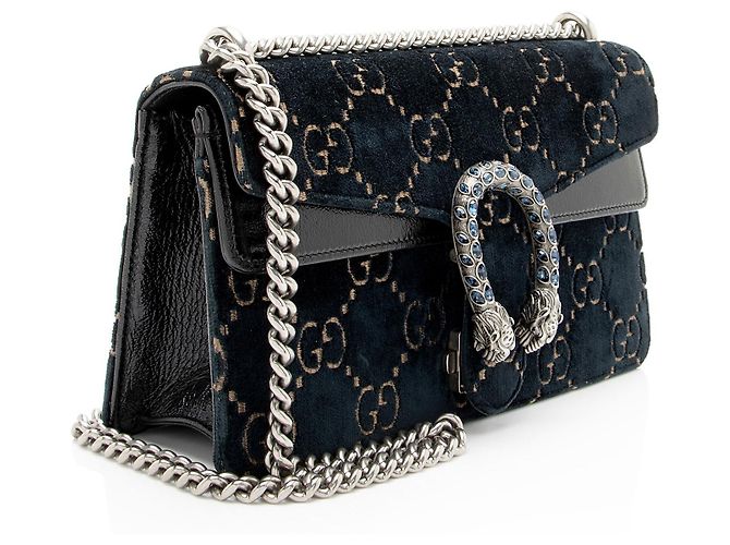Borsa a tracolla Gucci GG Velvet Crystal Dionysus Medium E/W Nero - vista 2