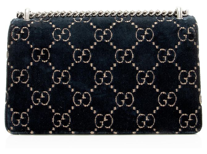 Borsa a tracolla Gucci GG Velvet Crystal Dionysus Medium E/W Nero - vista 3