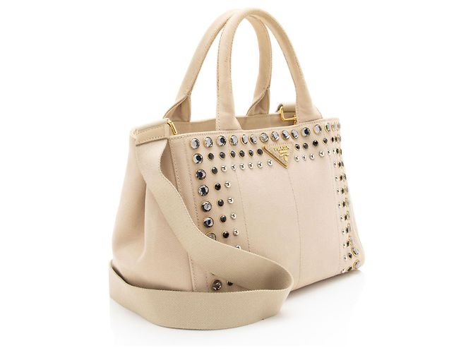 Tote Prada Canapa con cristalli Marrone Beige - vista 2