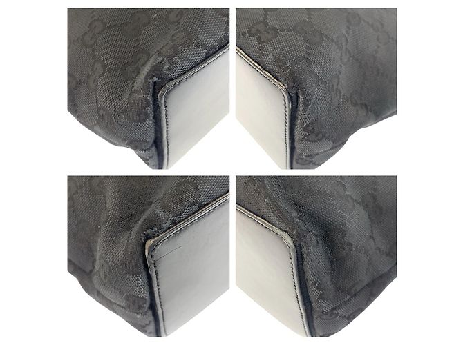 Borsa Tote Gucci in tela GG nera e pelle Nero - vista 4