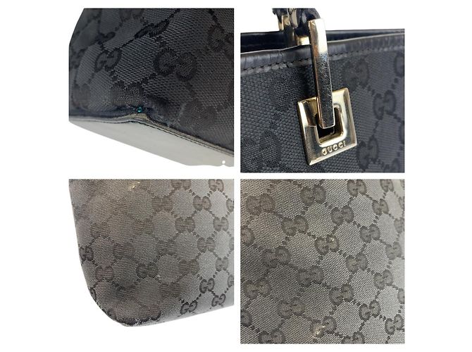 Borsa Tote Gucci in tela GG nera e pelle Nero - vista 5