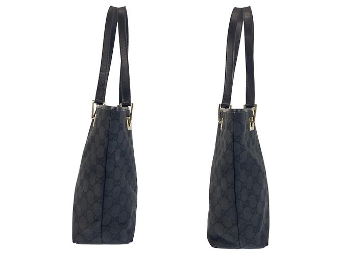 Borsa Tote Gucci in tela GG nera e pelle Nero - vista 7