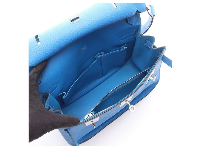 Hermès Hermes Jypsiere 28 Blue Clemence Tasche Blau - Ansicht 5