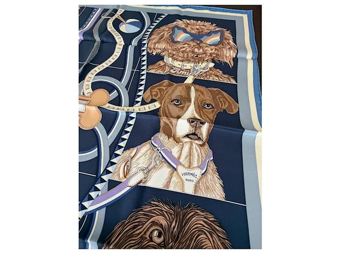 Foulard in seta Hermès "Jour de Casting" Marrone Bianco Blu Multicolore Beige - vista 2