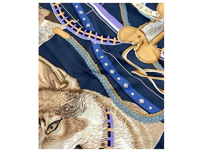 Foulard in seta Hermès "Jour de Casting" Marrone Bianco Blu Multicolore Beige - vista 3