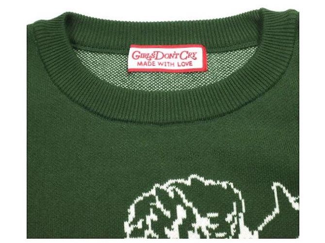 Autre Marque Suéter de algodón de punto Angel Girls Don't Cry Verde - vista 4