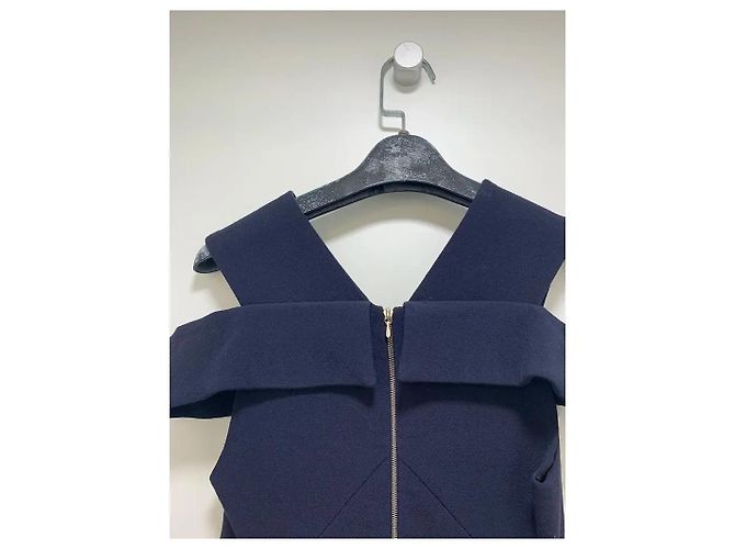 Autre Marque Clotilde Chapter schwarzes Wollkleid mit Cut-outs Marineblau - Ansicht 3