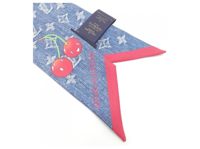 Sciarpa Louis Vuitton Monogram Cherry Bandeau BB Blu - vista 2