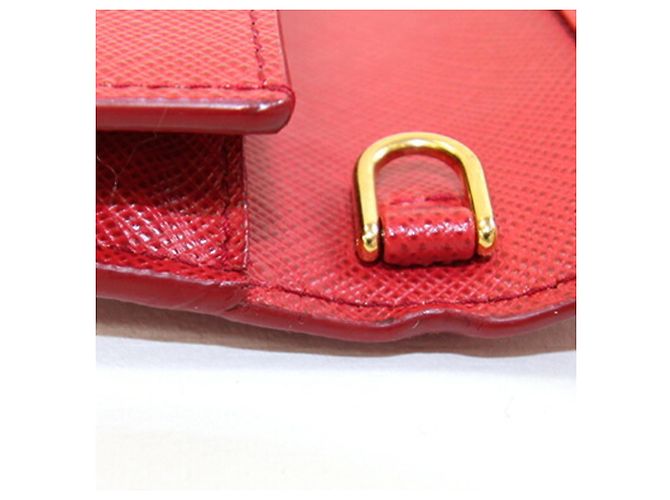 Borsa a tracolla in pelle rossa Prada Rosso - vista 8