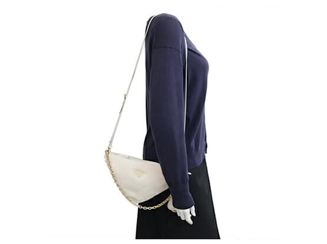 Borsa a tracolla Prada Off-White e Giallo Bianco sporco - vista 9