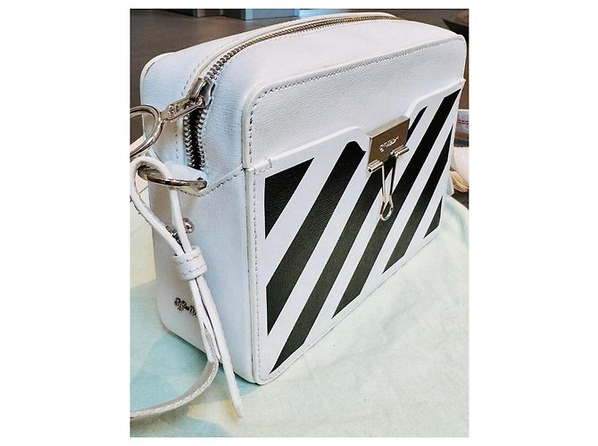 Off White Off-White Borsa a tracolla "Main Label" in pelle bianca Nero Bianco - vista 8